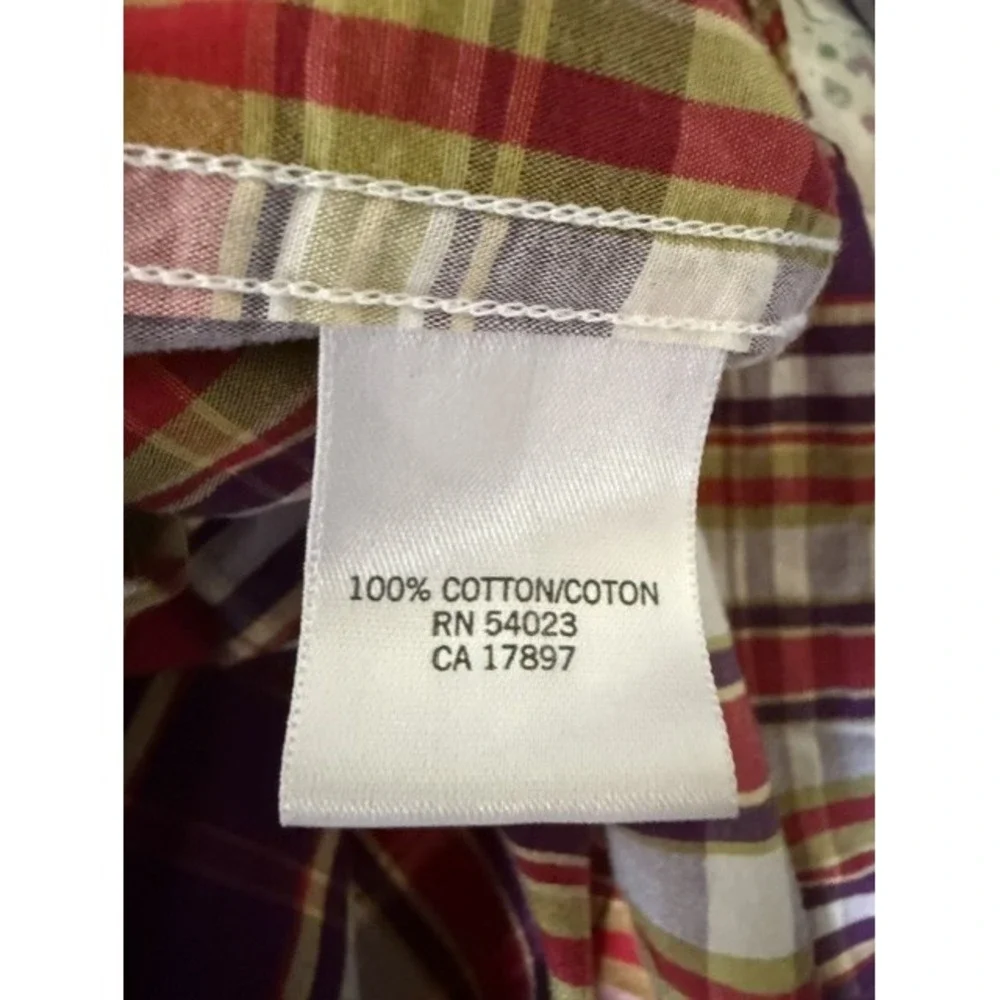 Banana Republic Mens XL Plaid Button Down Shirt Purple Red Yellow 662155 FAL09